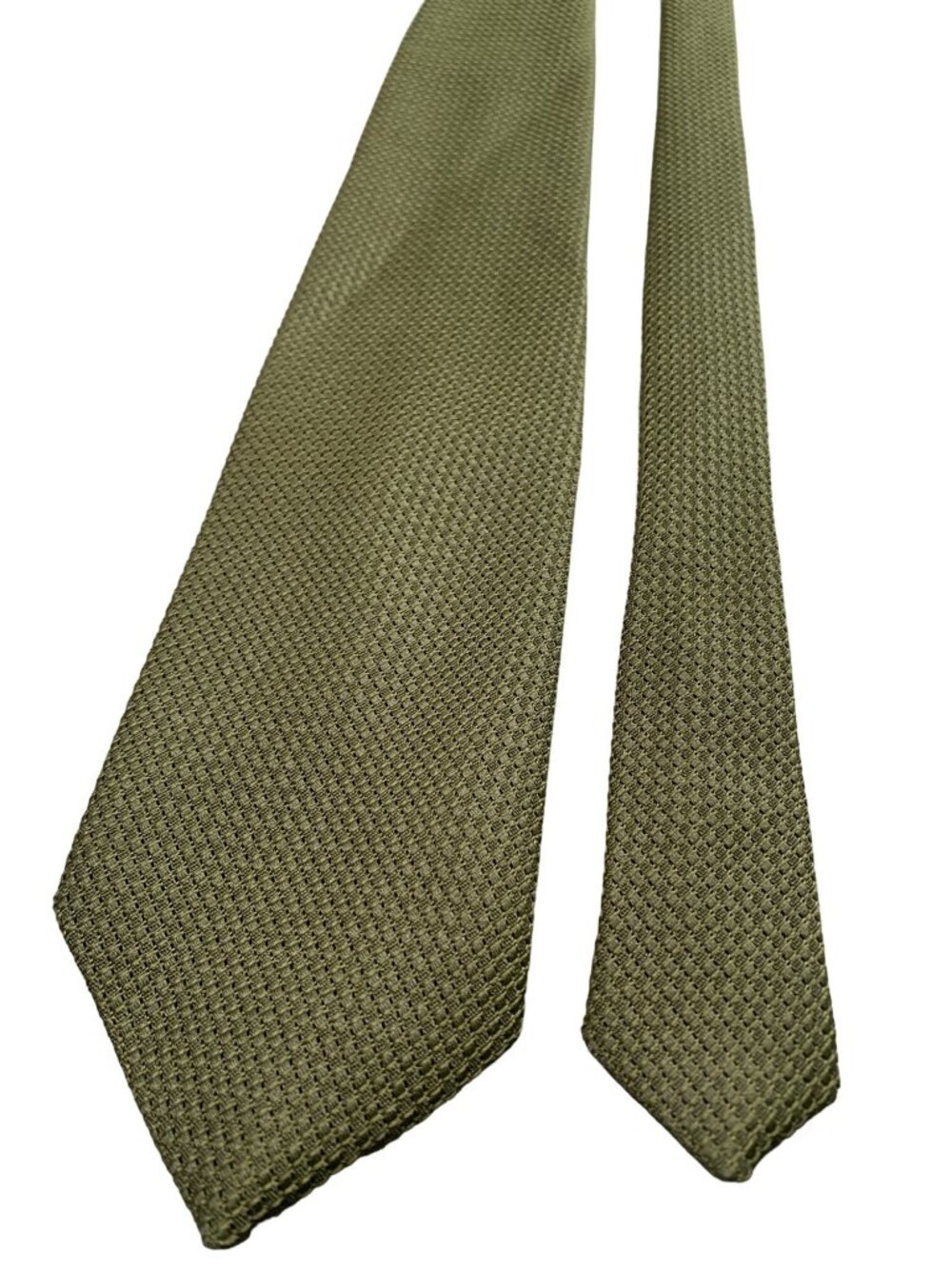 Mens Olive Green Textured Tie Polyester Classic Formal Necktie